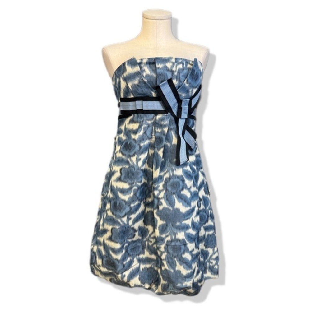 BCBGMAXAZRIA  women’s size 6 strapless floral empire waist bubble dress with bow